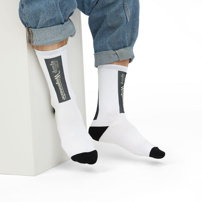 Wagonmaster Crew Socks - Vertical Charcoal Logo